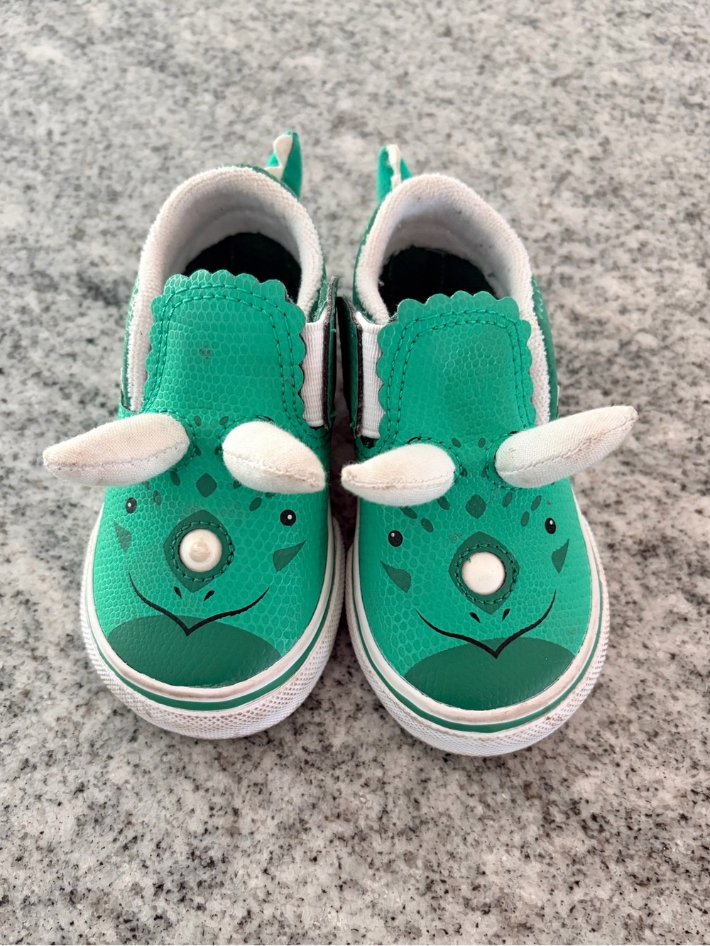Vans Kids Green Dinosaur Velcro Slip-On Sneakers, Sz 5.